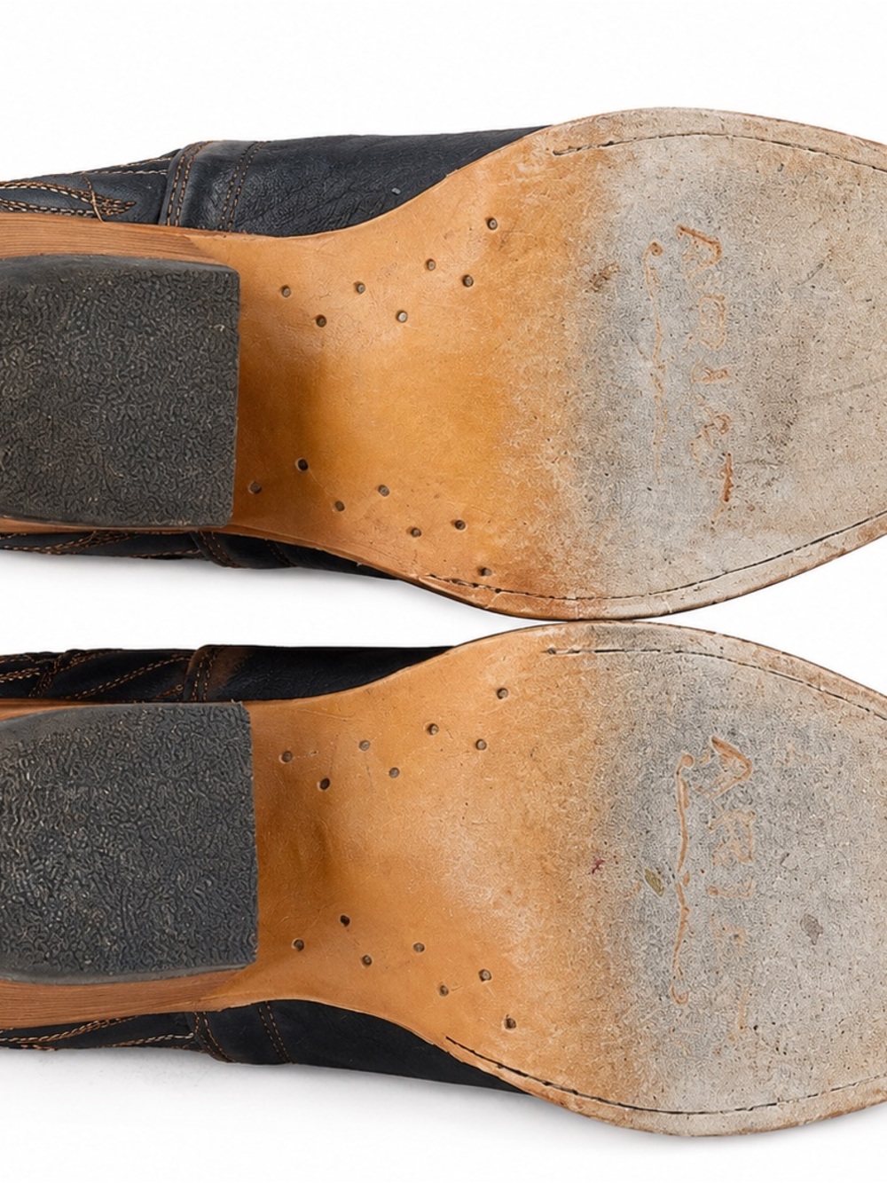 Ariat Black brown Western Ankle Booties with tan Stitching - Picture 3 of 3
